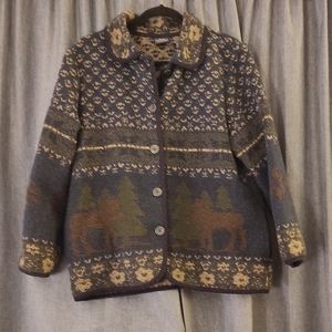 Sonoma Genuine Jean Company Wool-Mix Moose  Vintage Women's Jacket medium